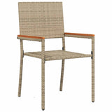 Set da Pranzo per Giardino con cuscino 9 pcs Beige polyrattan