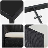 Set da Pranzo per Giardino con cuscino 3 pcs Nero polyrattan