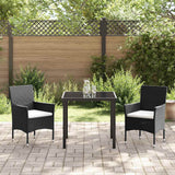 Set da Pranzo per Giardino con cuscino 3 pcs Nero polyrattan