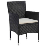 Set da Pranzo per Giardino con cuscino 3 pcs Nero polyrattan
