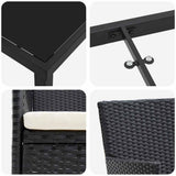 Set da Pranzo per Giardino con cuscino 5 pcs Nero polyrattan