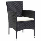 Set da Pranzo per Giardino con cuscino 5 pcs Nero polyrattan