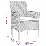 Set da Pranzo per Giardino con cuscino 7 pcs Nero polyrattan
