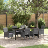 Set da Pranzo per Giardino con cuscino 7 pcs Grigio polyrattan