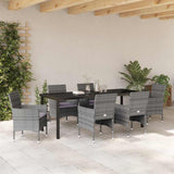 Set da Pranzo per Giardino con cuscino 7 pcs Grigio polyrattan