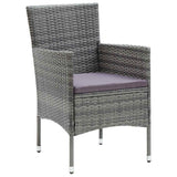 Set da Pranzo per Giardino con cuscino 9 pcs Grigio polyrattan