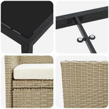 Set da Pranzo per Giardino con cuscino 3 pcs Beige polyrattan