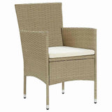 Set da Pranzo per Giardino con cuscino 9 pcs Beige polyrattan