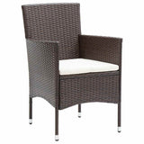 Set da Pranzo per Giardino con cuscino 9 pcs Marrone polyrattan