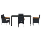 Set da Pranzo per Giardino con cuscino 5 pcs Nero polyrattan