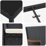 Set da Pranzo per Giardino con cuscino 9 pcs Nero polyrattan
