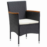 Set da Pranzo per Giardino con cuscino 9 pcs Nero polyrattan