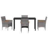 Set da Pranzo per Giardino con cuscino 5 pcs Grigio polyrattan