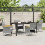 Set da Pranzo per Giardino con cuscino 5 pcs Grigio polyrattan
