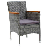 Set da Pranzo per Giardino con cuscino 5 pcs Grigio polyrattan