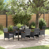 Set da Pranzo per Giardino con cuscino 7 pcs Grigio polyrattan