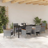 Set da Pranzo per Giardino con cuscino 7 pcs Grigio polyrattan