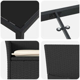 Set da Pranzo per Giardino con cuscino 7 pcs Nero polyrattan