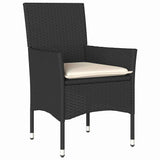 Set da Pranzo per Giardino con cuscino 9 pcs Nero polyrattan