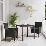 Set da Pranzo per Giardino con cuscino 3 pcs Nero polyrattan