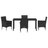 Set da Pranzo per Giardino con cuscino 5 pcs Nero polyrattan