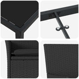 Set da Pranzo per Giardino con cuscino 7 pcs Nero polyrattan