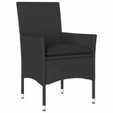 Set da Pranzo per Giardino con cuscino 9 pcs Nero polyrattan