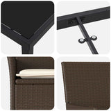 Set da Pranzo per Giardino con cuscino 7 pcs Marrone polyrattan