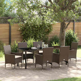 Set da Pranzo per Giardino con cuscino 7 pcs Marrone polyrattan
