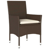 Set da Pranzo per Giardino con cuscino 9 pcs Marrone polyrattan