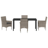 Set da Pranzo per Giardino con cuscino 5 pcs Grigio polyrattan