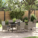 Set da Pranzo per Giardino con cuscino 7 pcs Grigio polyrattan