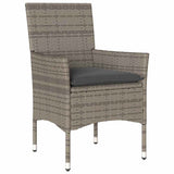Set da Pranzo per Giardino con cuscino 7 pcs Grigio polyrattan