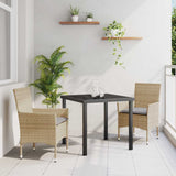 Set da Pranzo per Giardino con cuscino 3 pcs Beige polyrattan