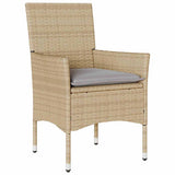Set da Pranzo per Giardino con cuscino 3 pcs Beige polyrattan