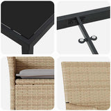 Set da Pranzo per Giardino con cuscino 5 pcs Beige polyrattan