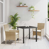 Set da Pranzo per Giardino con cuscino 3 pcs Beige polyrattan