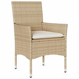 Set da Pranzo per Giardino con cuscino 3 pcs Beige polyrattan