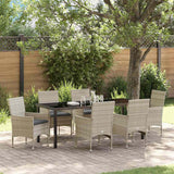 Set da Pranzo per Giardino 7 pcs Grigio chiaro polyrattan
