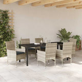 Set da Pranzo per Giardino 7 pcs Grigio chiaro polyrattan