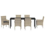 Set da Pranzo per Giardino 7 pcs Grigio chiaro polyrattan
