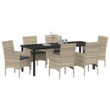 Set da Pranzo per Giardino 7 pcs Grigio chiaro polyrattan