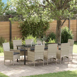 Set da Pranzo per Giardino 9 pcs Grigio chiaro polyrattan