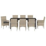 Set da Pranzo per Giardino 9 pcs Grigio chiaro polyrattan