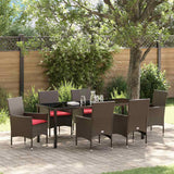 Set di tavolo e sedie con cuscino 7 pcs Marrone Rattan in PE