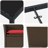 Set di tavolo e sedie con cuscino 9 pcs Marrone Rattan in PE
