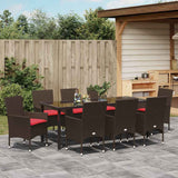 Set di tavolo e sedie con cuscino 9 pcs Marrone Rattan in PE