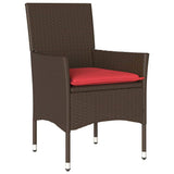 Set di tavolo e sedie con cuscino 9 pcs Marrone Rattan in PE