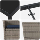 Set di tavolo e sedie con cuscino 7 pcs Grigio Rattan in PE