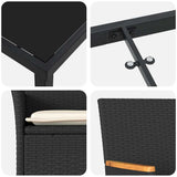 Set da Pranzo per Giardino con cuscino 5 pcs Nero polyrattan